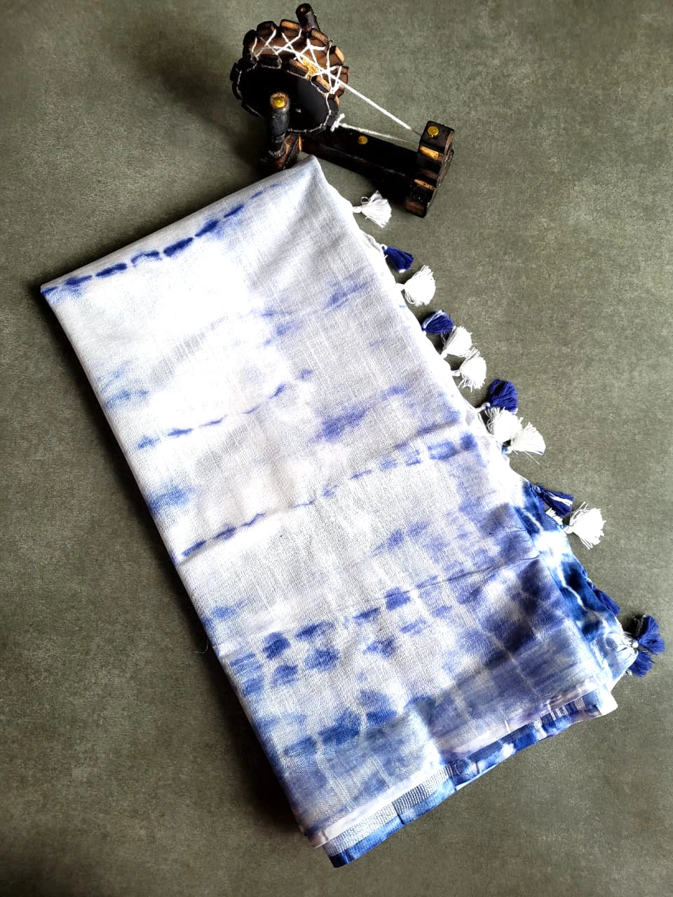 Blue Shibori saree