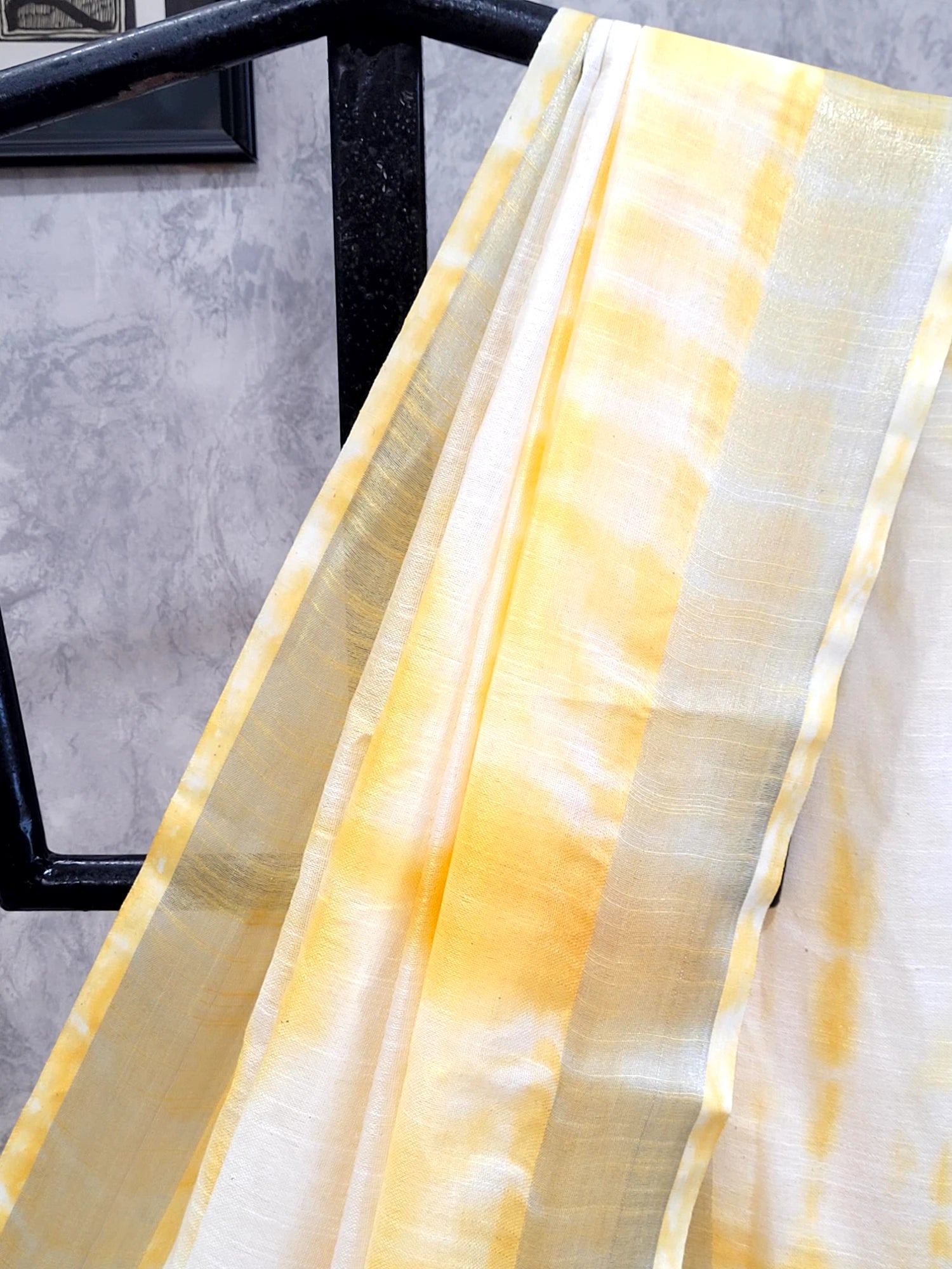 Yellow Shibori saree