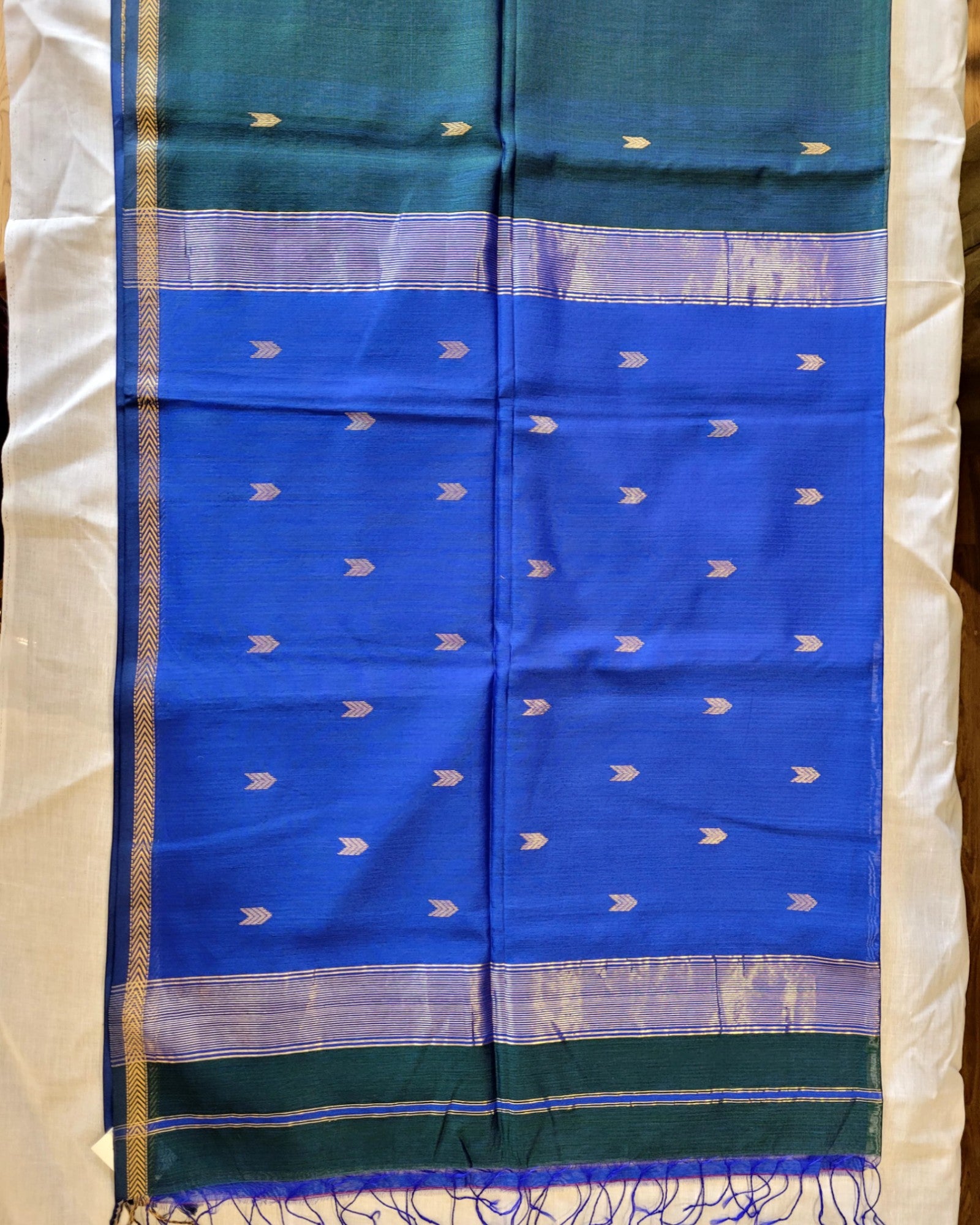 Indigo Maheshwari Silk Saree
