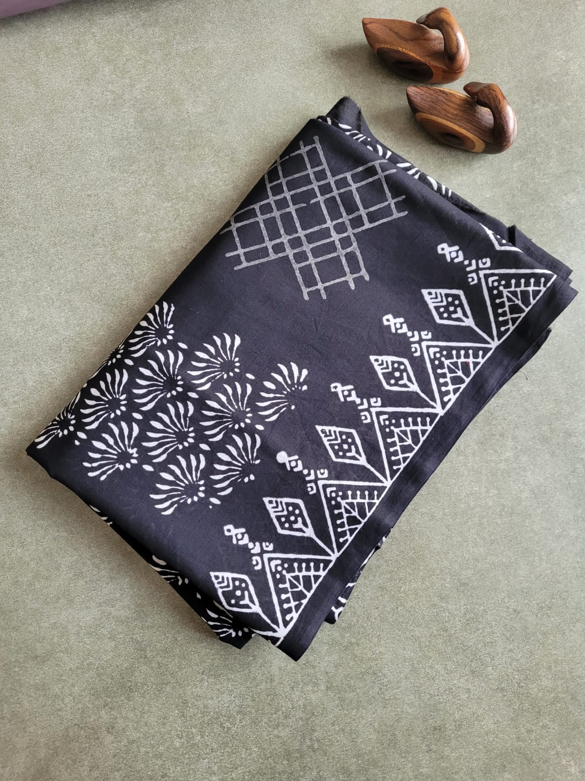 Black3 Handblock Cotton Saree