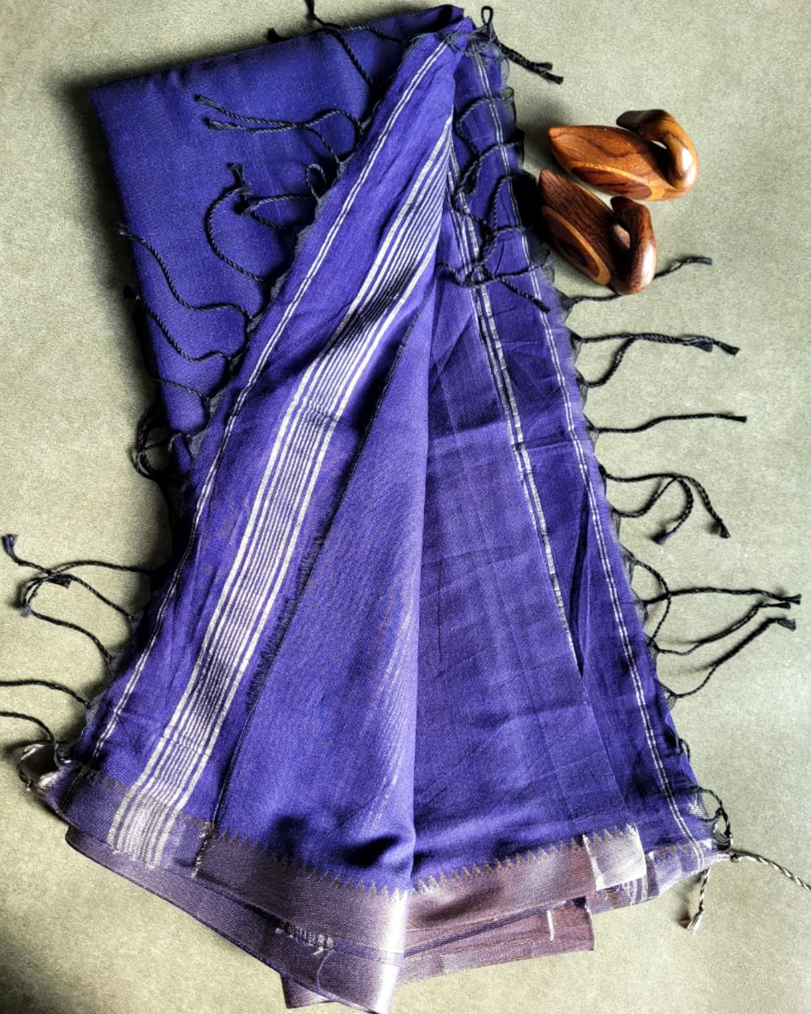 Blue Mangalgiri Mul Saree