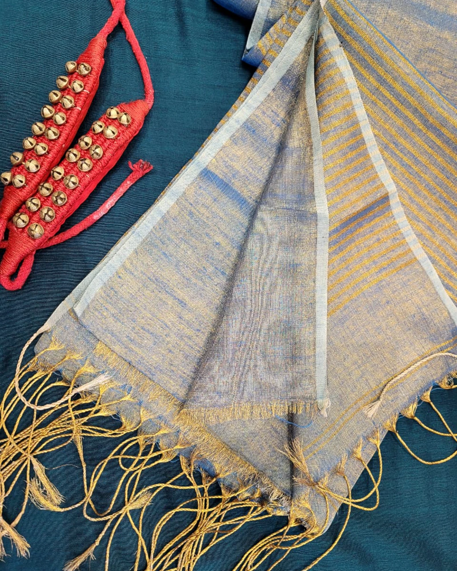 Blue Roshni Tissue Linen Saree