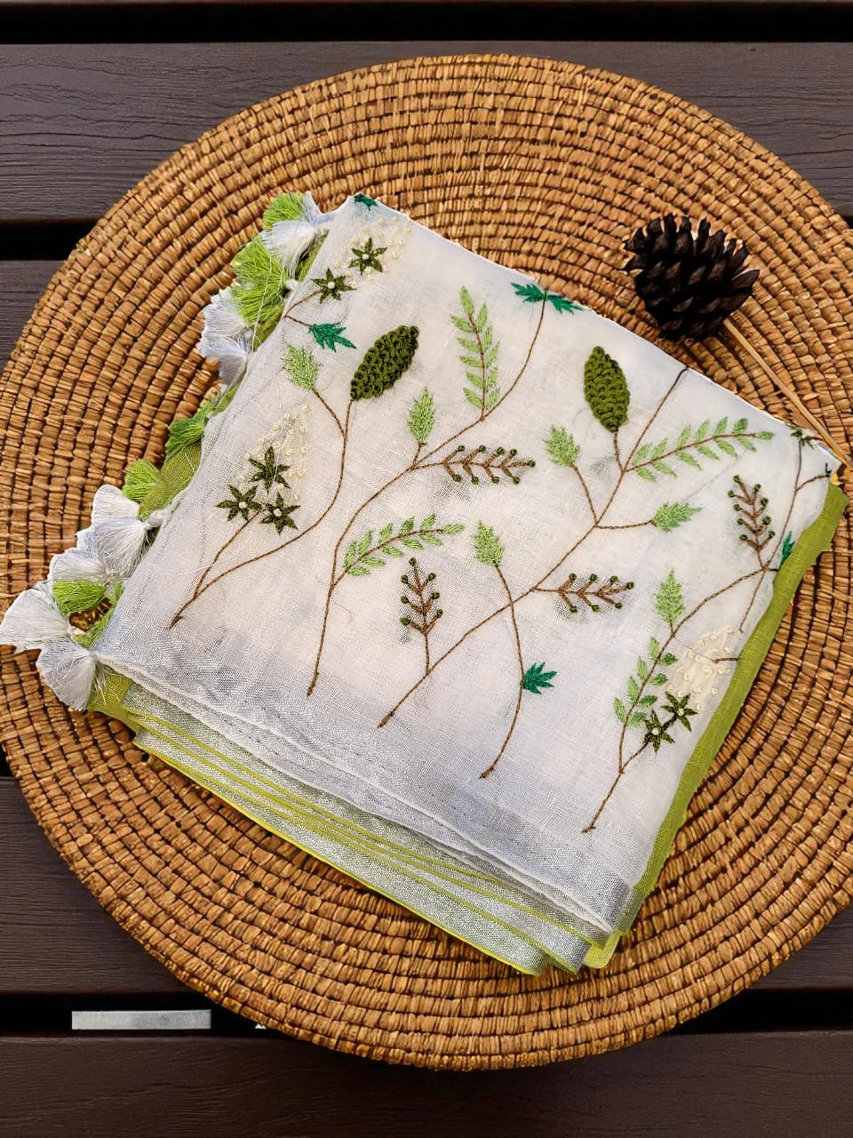 Green Swarna Linen Saree