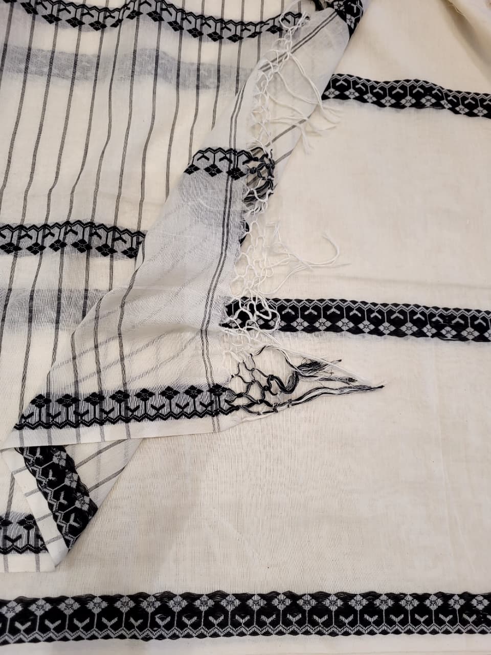 White Mul Saree Skirt Border CS012