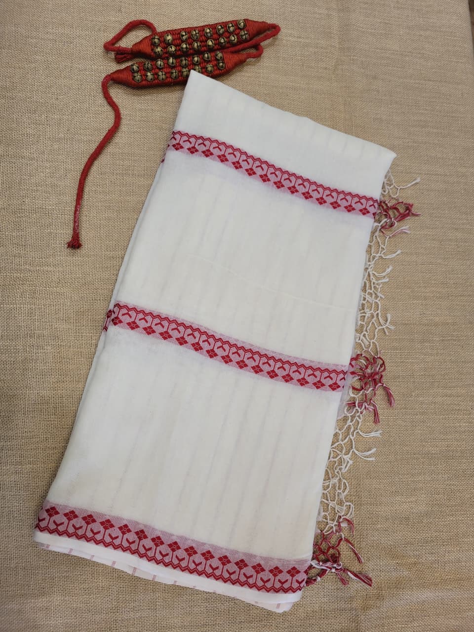 White Mul Saree Skirt Border CS012