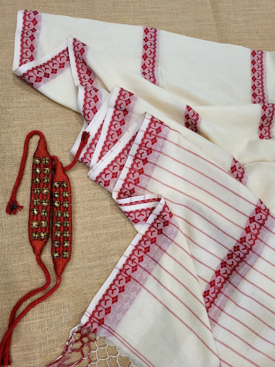 White Mul Saree Skirt Border CS012