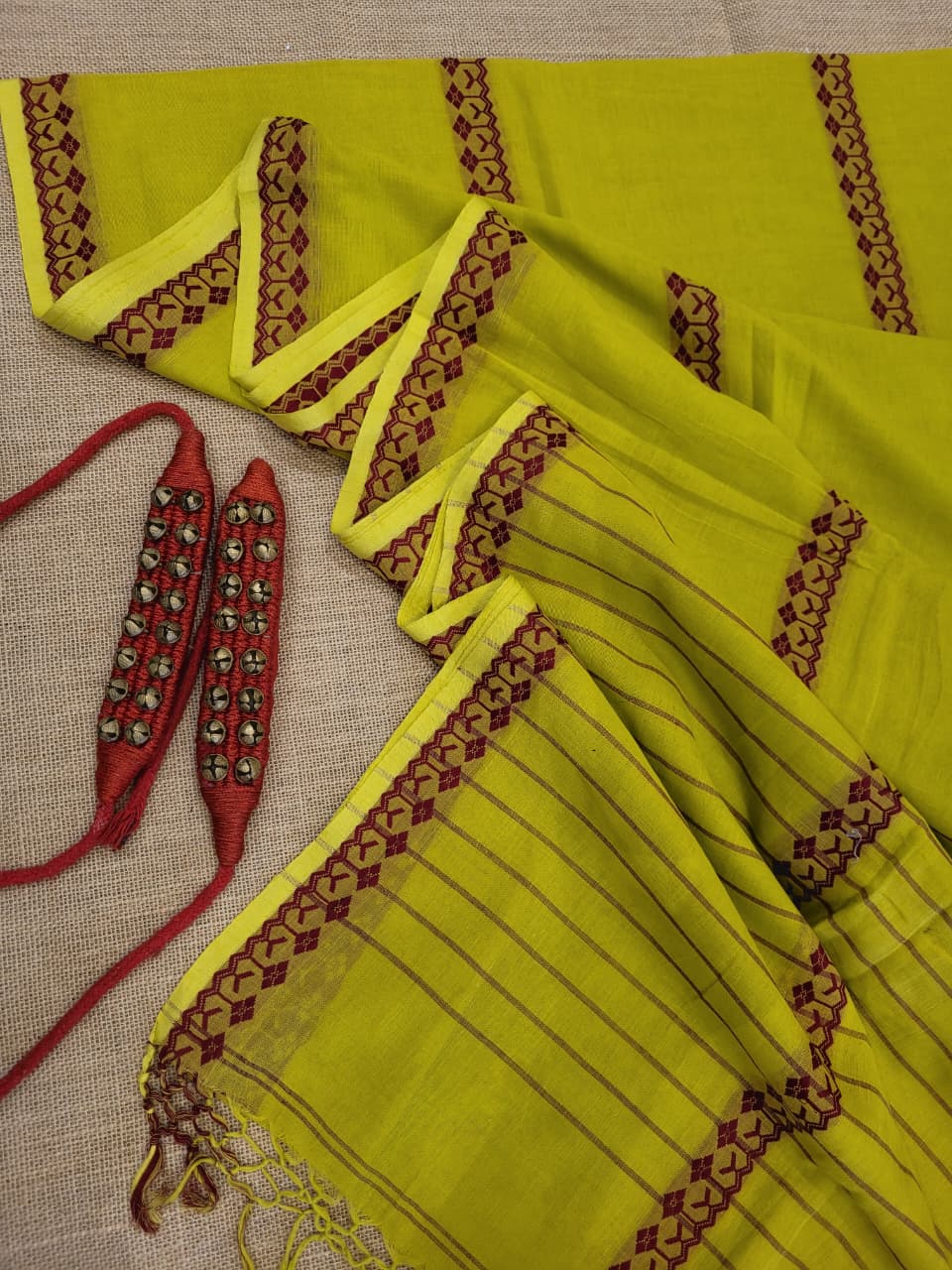 Mustard Mul Saree Skirt Border CS012