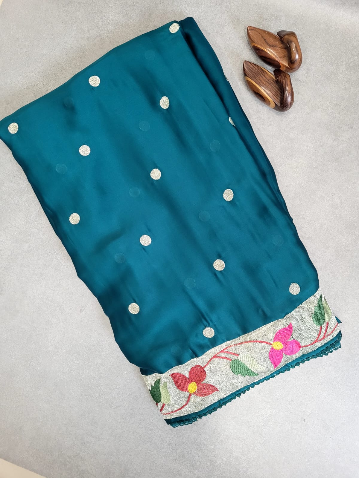 Green Satin Saree SS013