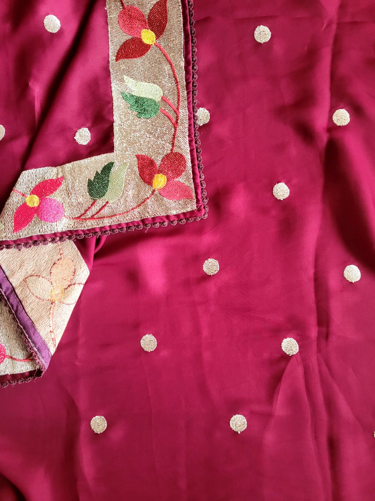 Wine Satin Saree SS013