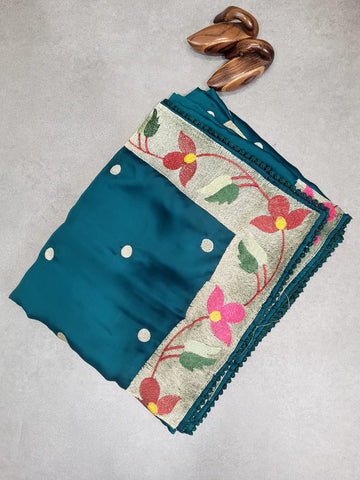 Green Satin Saree SS013