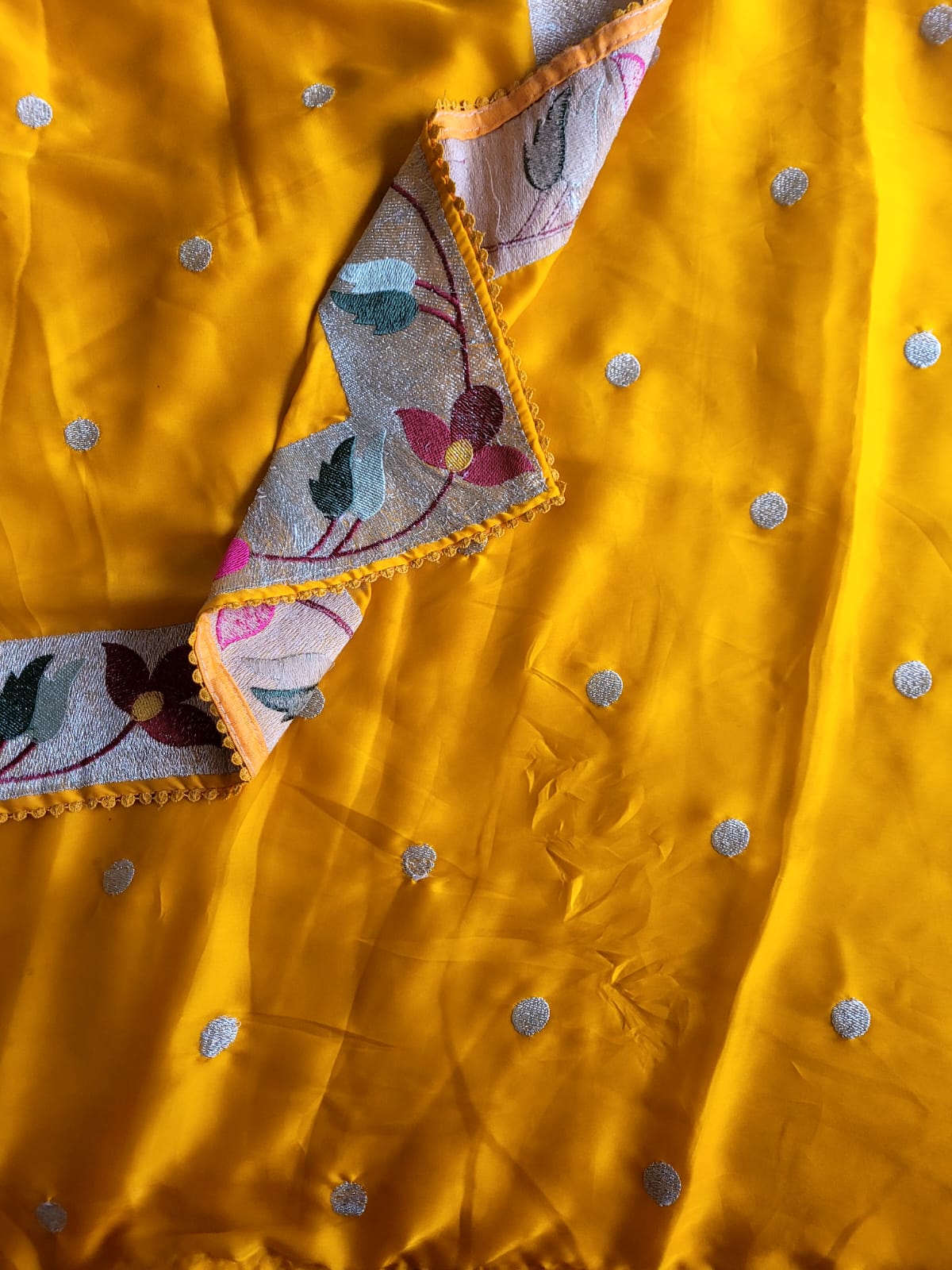 Yellow Satin Saree SS013