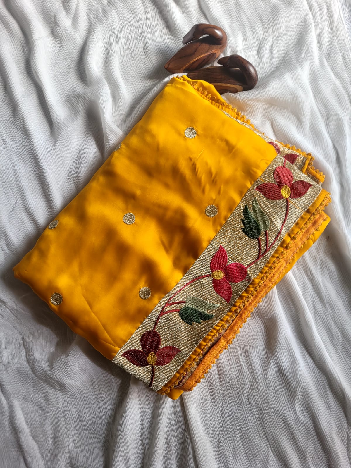 Yellow Satin Saree SS013