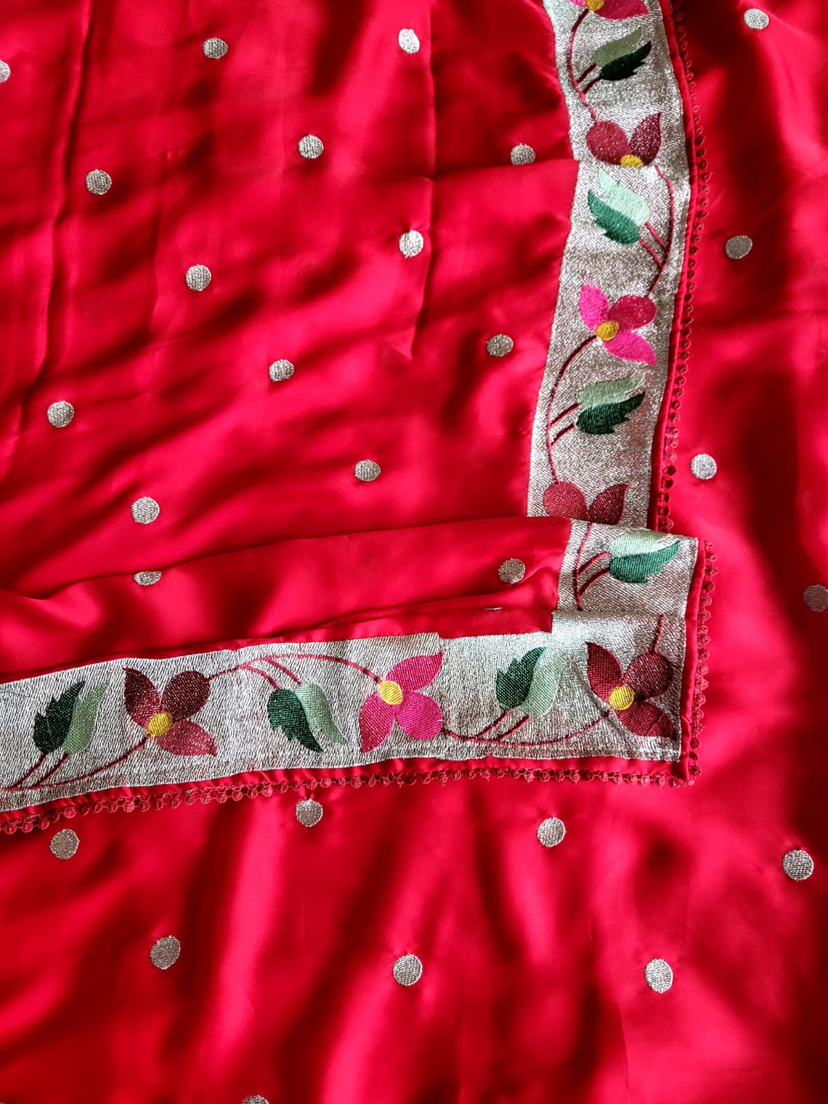 Red Satin Saree SS013