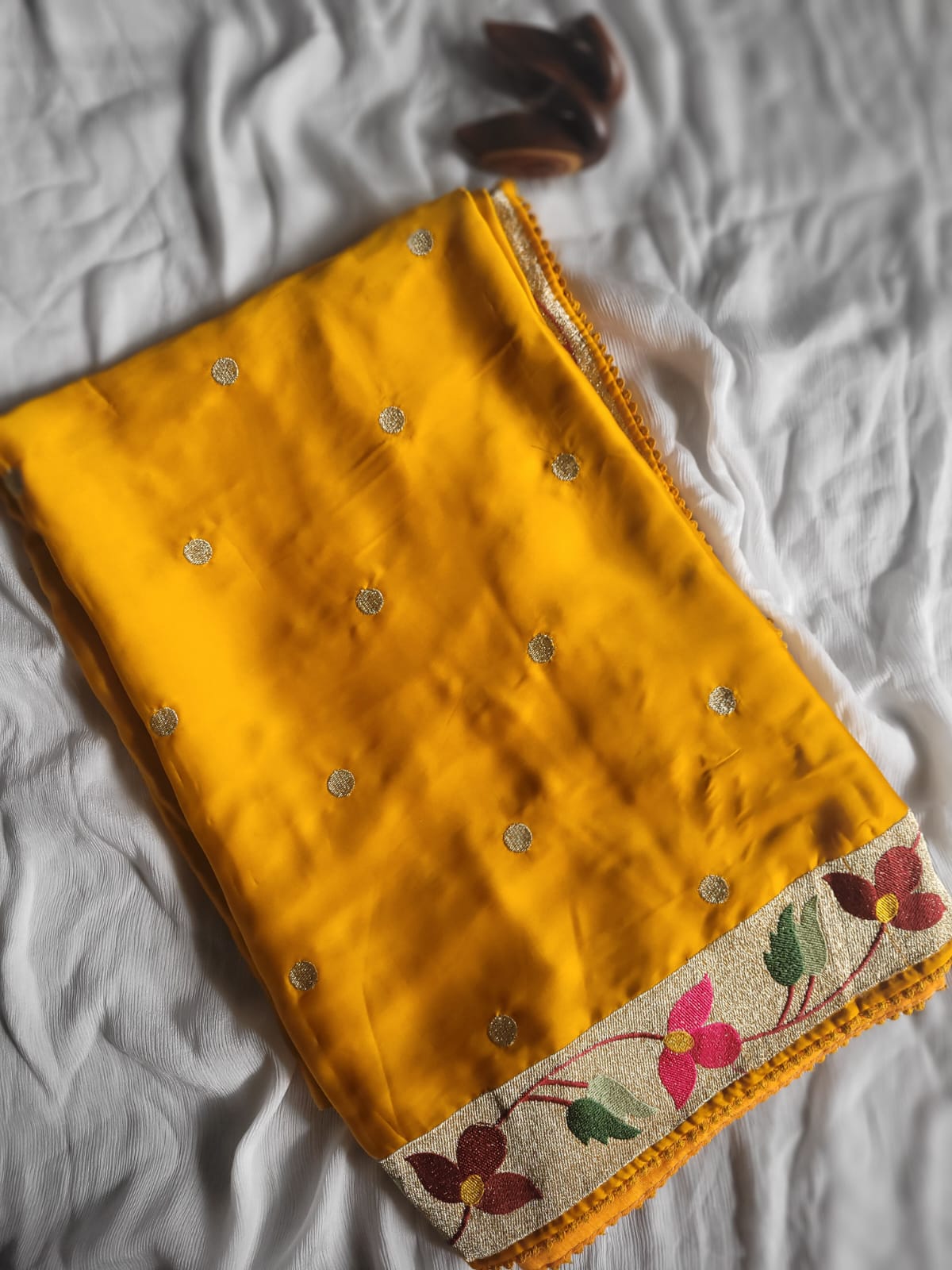 Yellow Satin Saree SS013