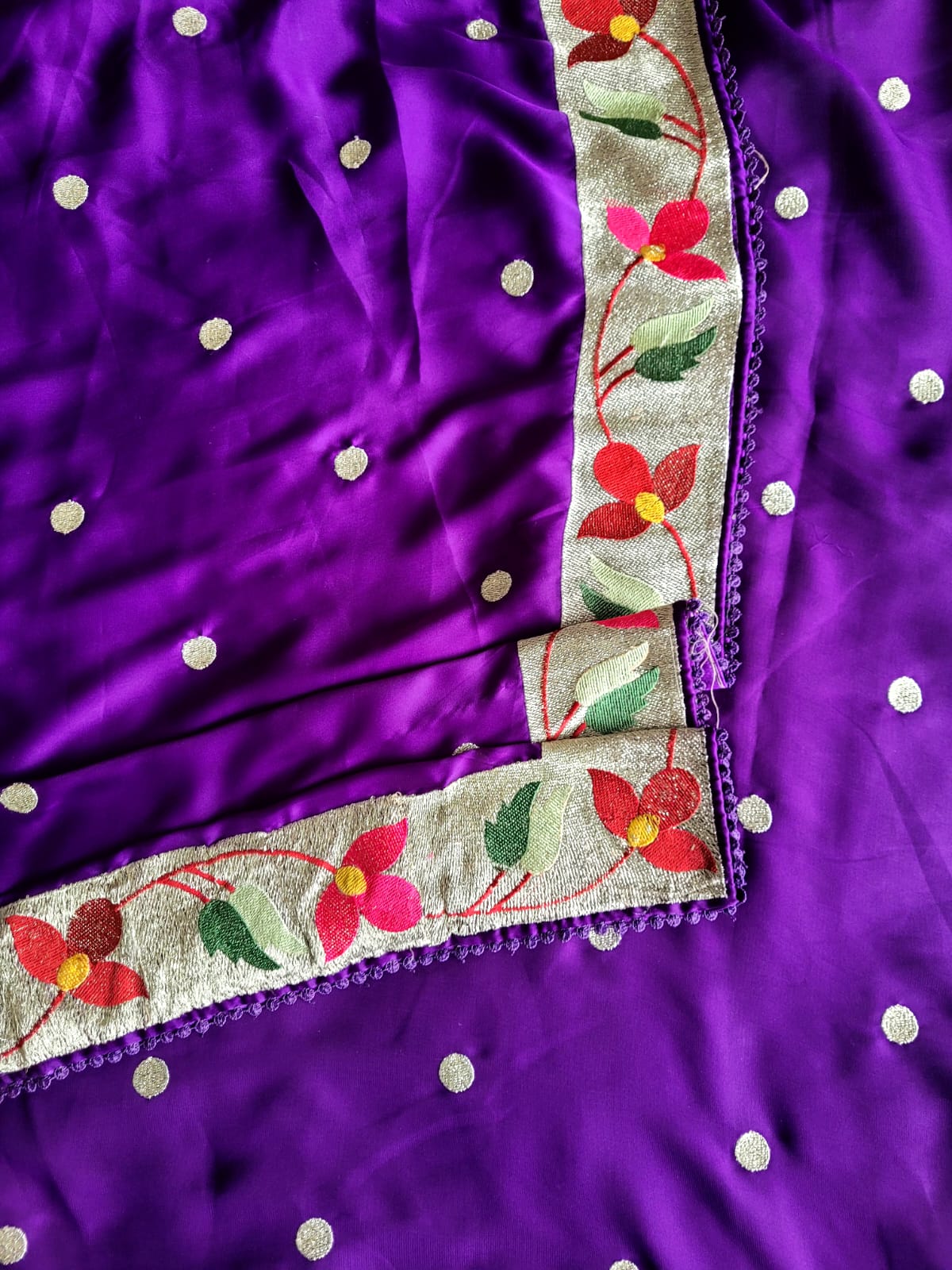 Purple Satin Saree SS013