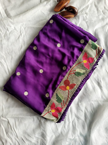 Purple Satin Saree SS013