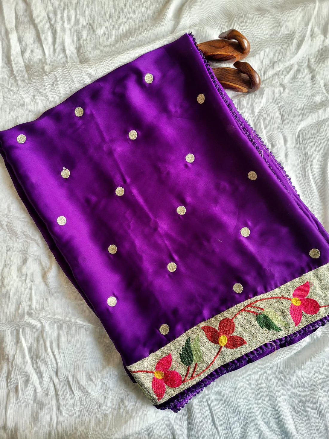 Purple Satin Saree SS013