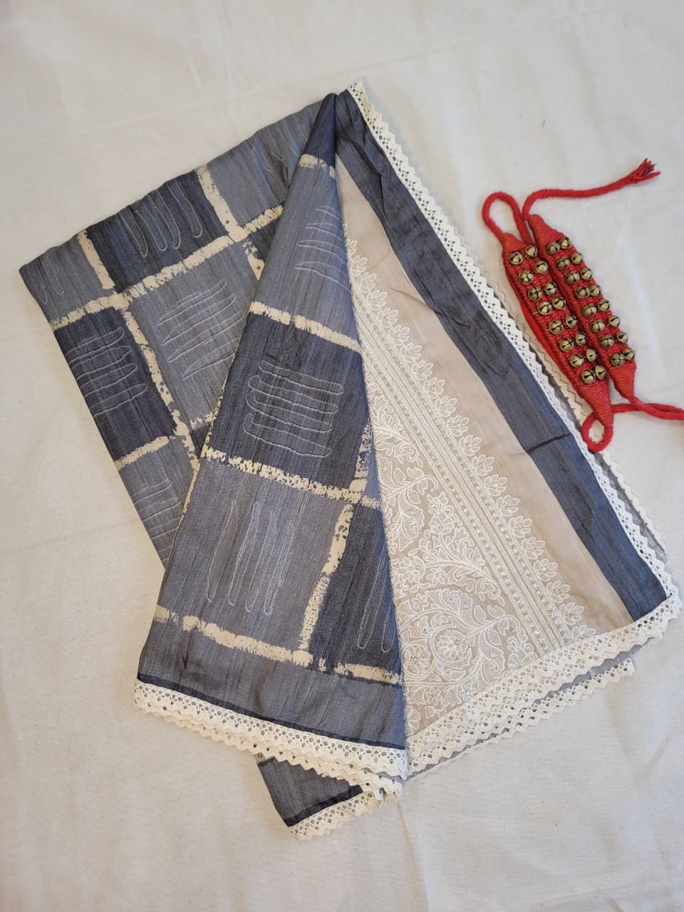 Grey Madhavi Tussar Saree TS014