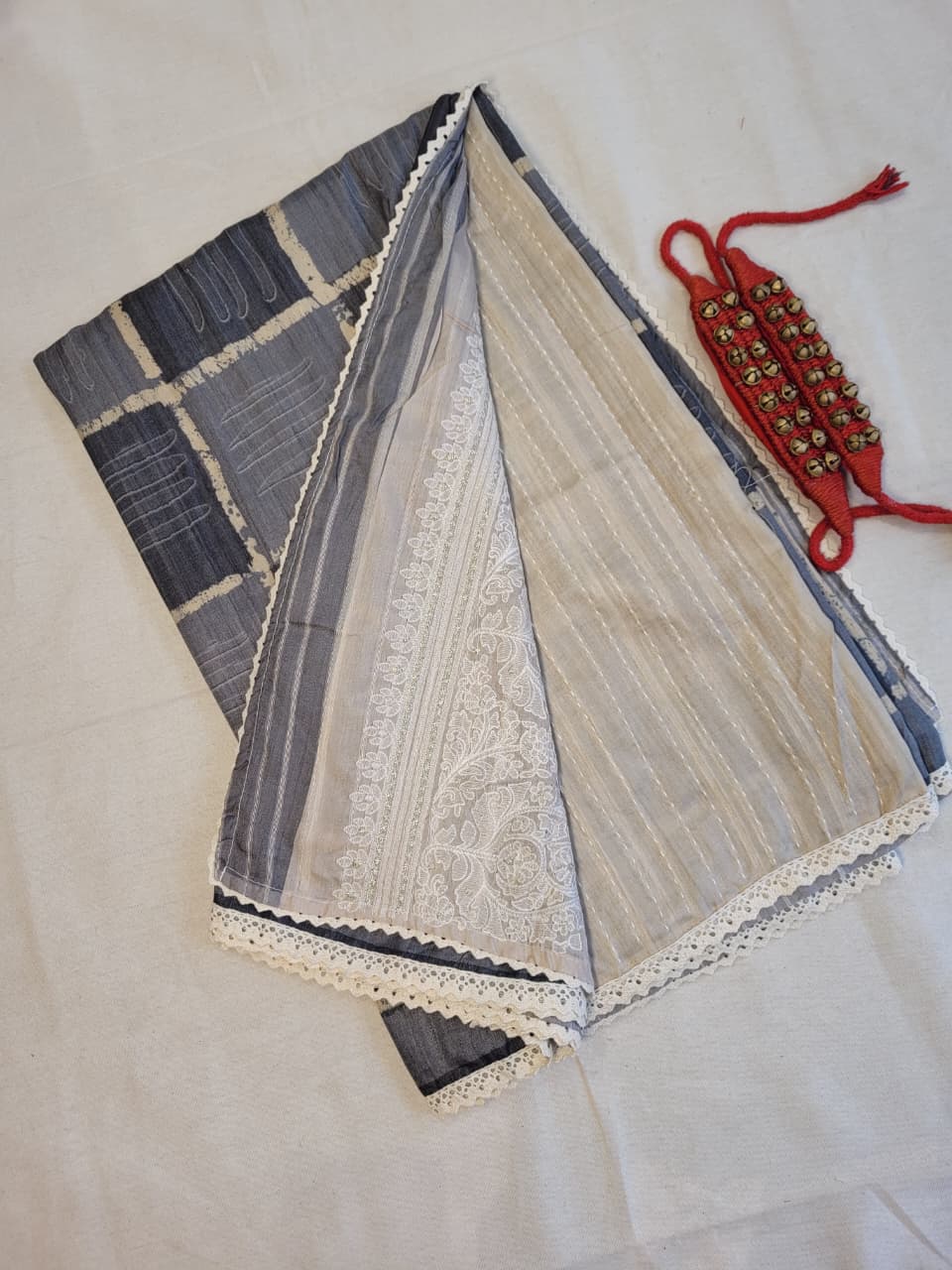 Grey Madhavi Tussar Saree TS014