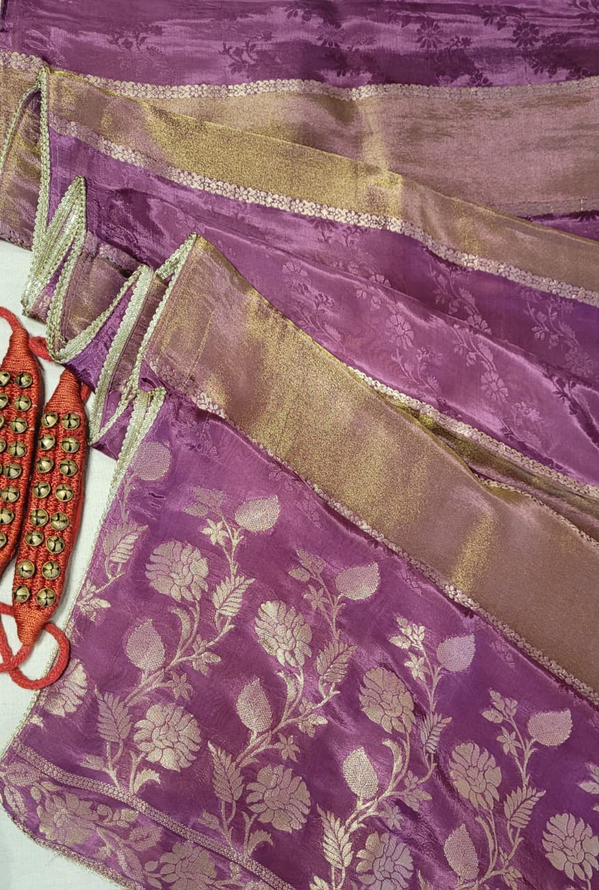 Wine Banarasi Crepe Saree