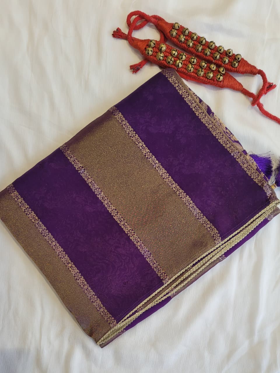 Purple Banarasi Crepe Saree