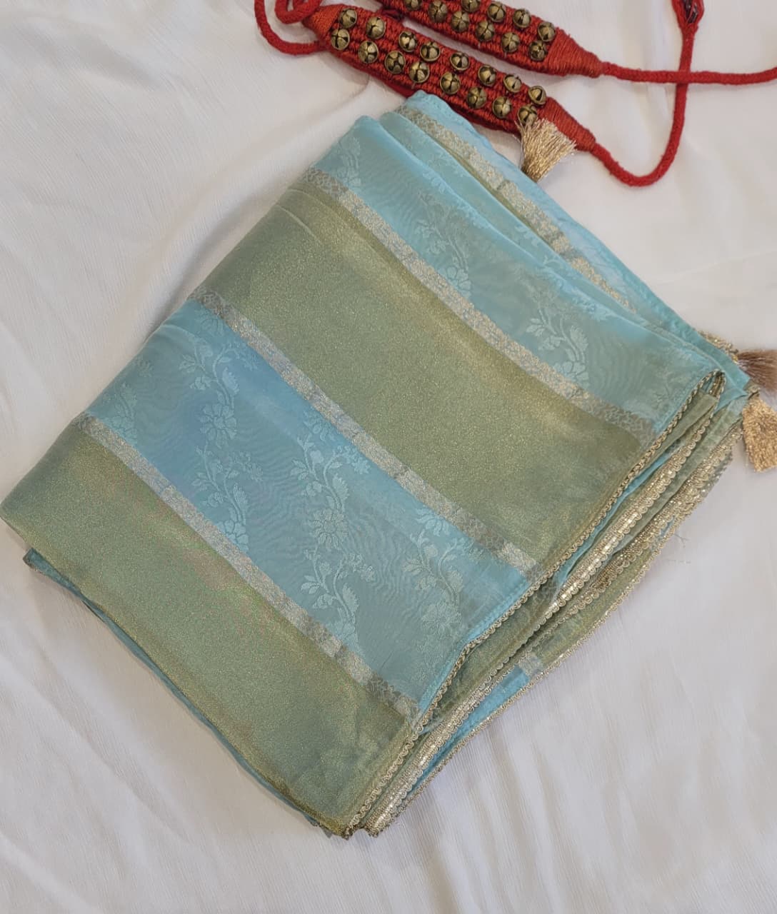 Blue Banarasi Crepe Saree