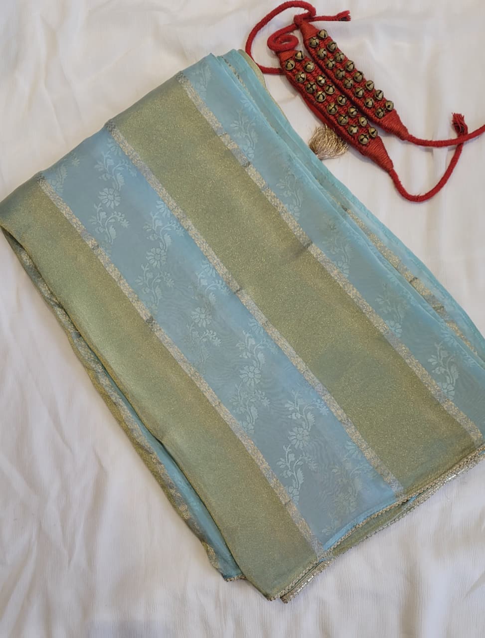 Blue Banarasi Crepe Saree