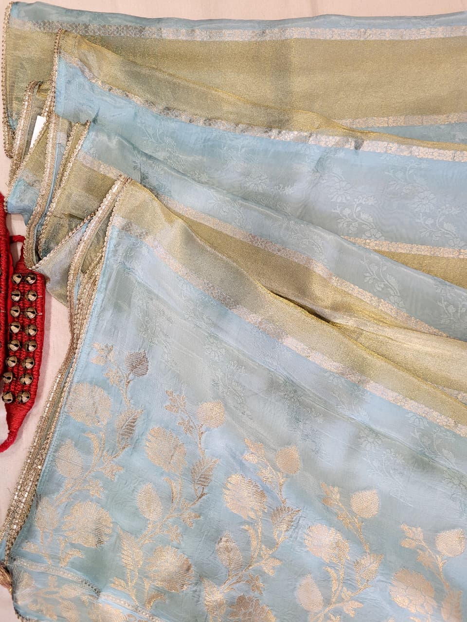 Blue Banarasi Crepe Saree