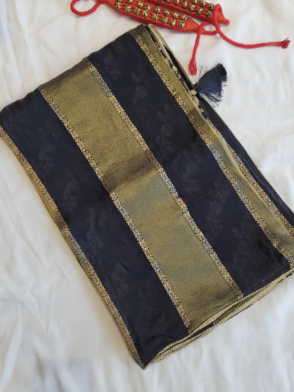 Black Banarasi Crepe Saree