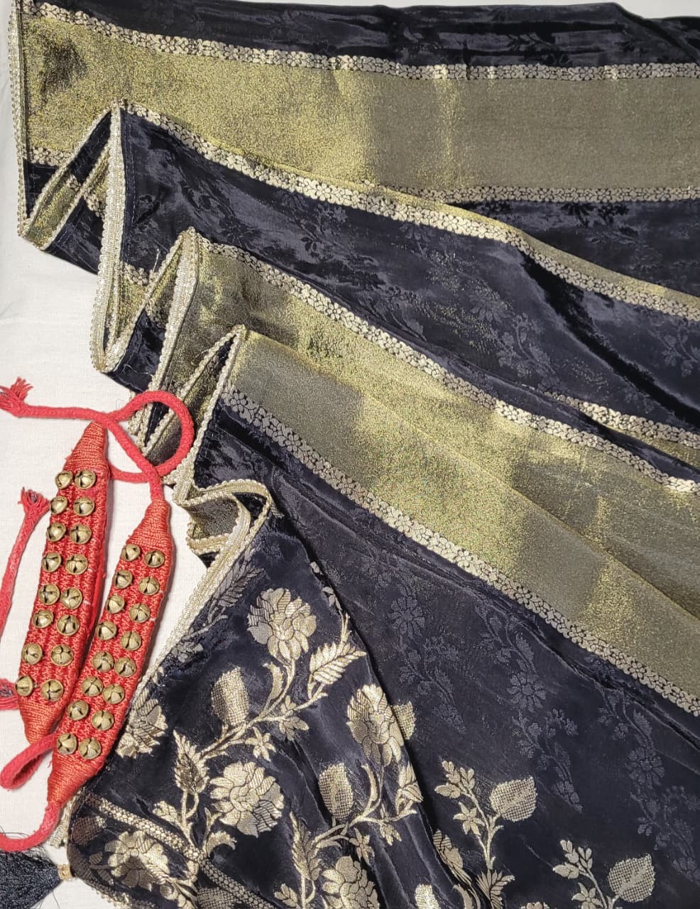 Black Banarasi Crepe Saree