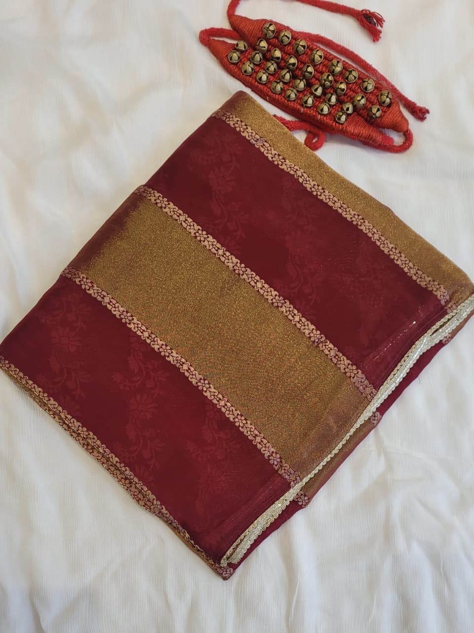 Maroon Banarasi Crepe Saree