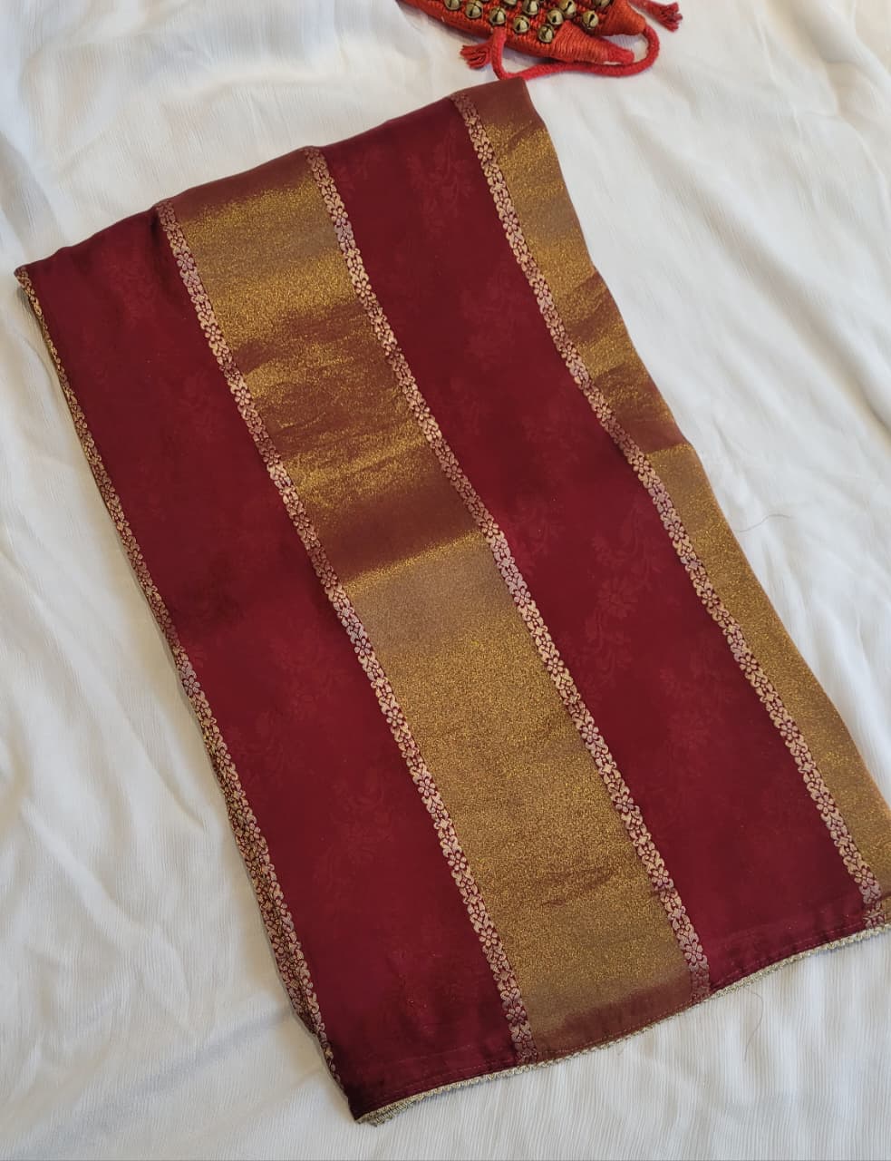 Maroon Banarasi Crepe Saree