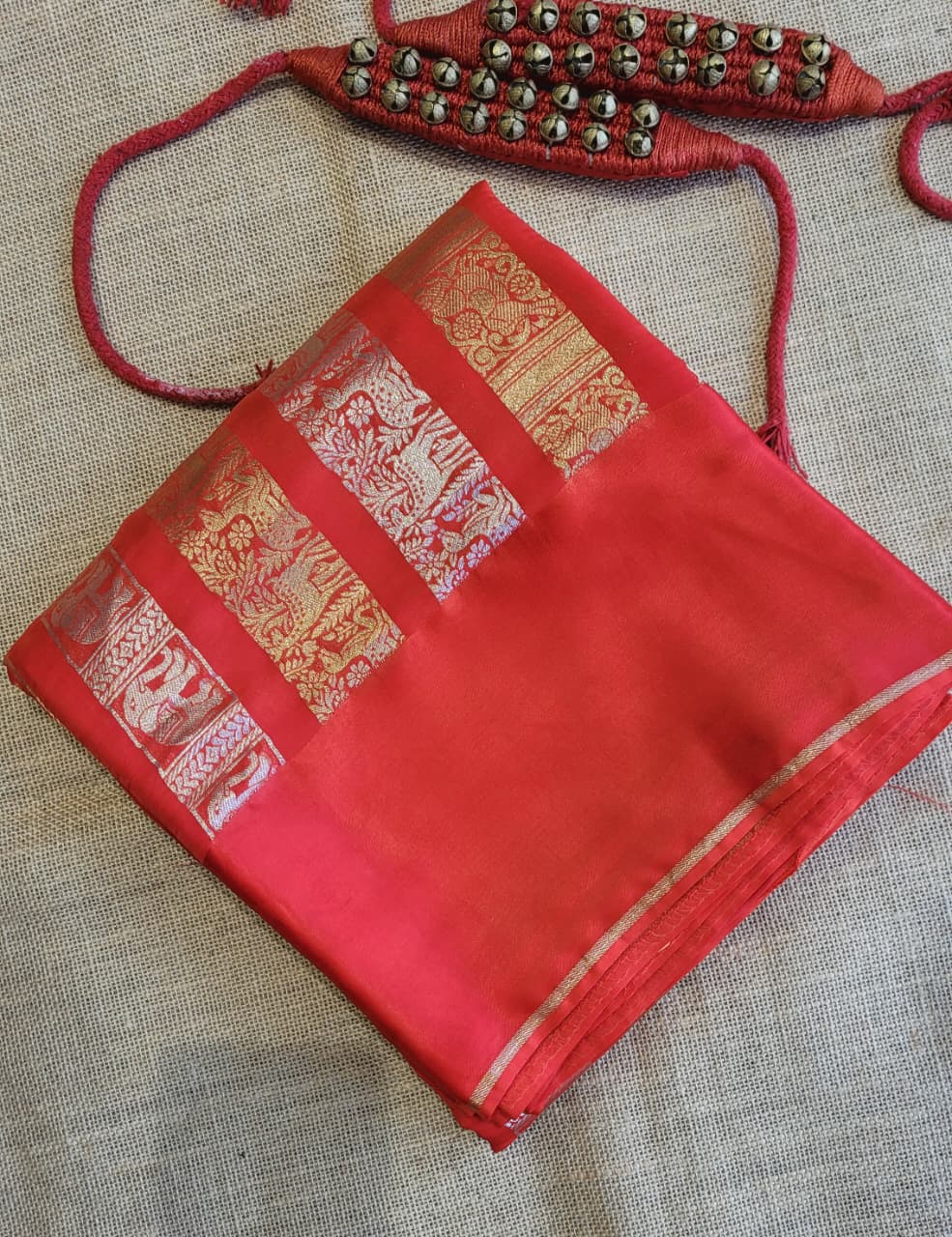 Red Satin Saree Nita Ambani inspired