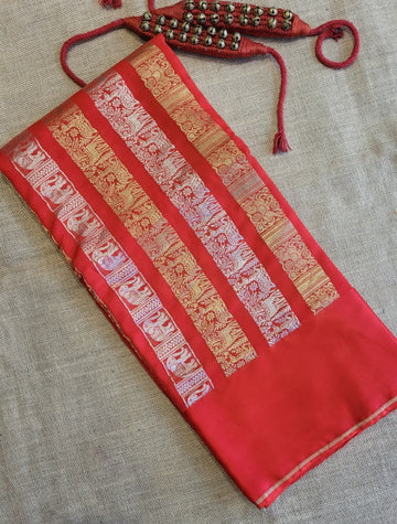 Red Satin Saree Nita Ambani inspired