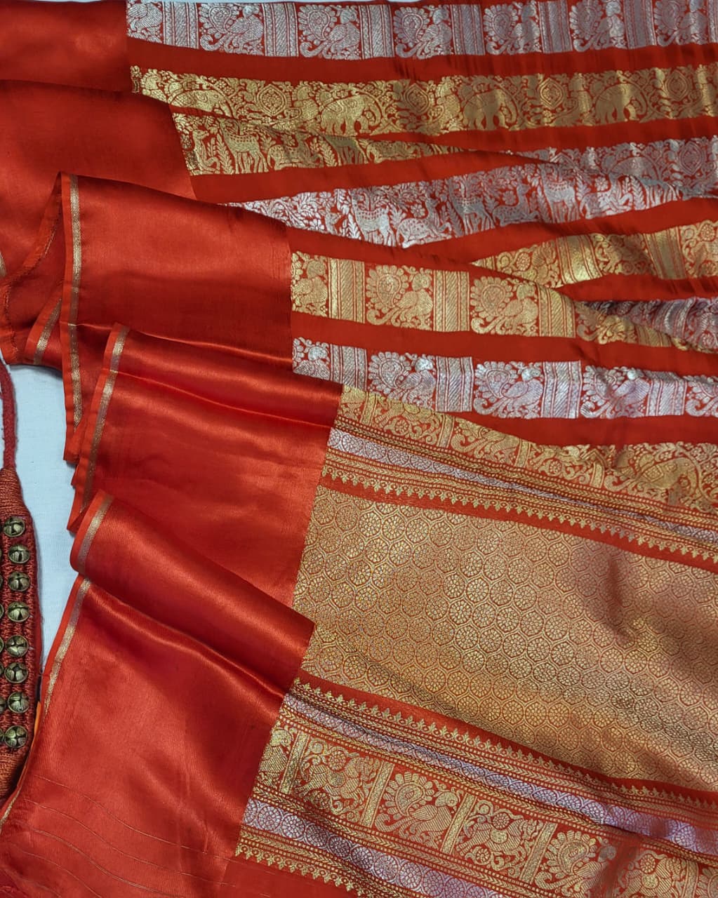 Red Satin Saree Nita Ambani inspired