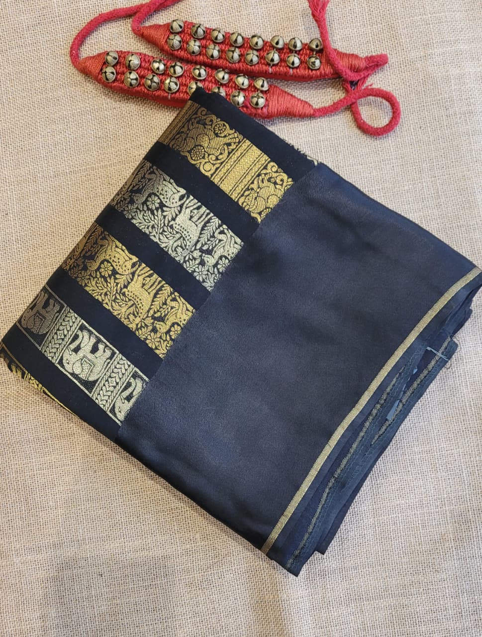 Black Satin Saree Nita Ambani inspired