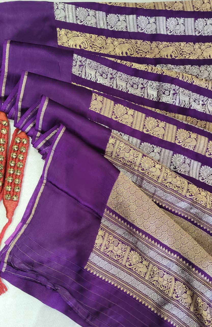 Purple Satin Saree Nita Ambani inspired