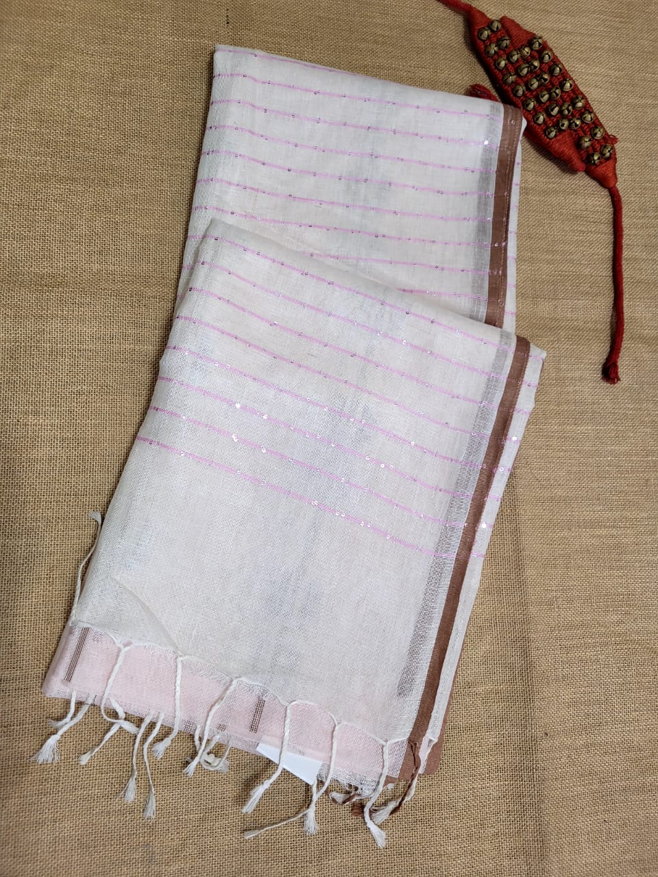 Pink Mayuri Linen Saree