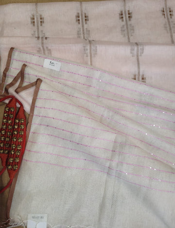 Pink Mayuri Linen Saree