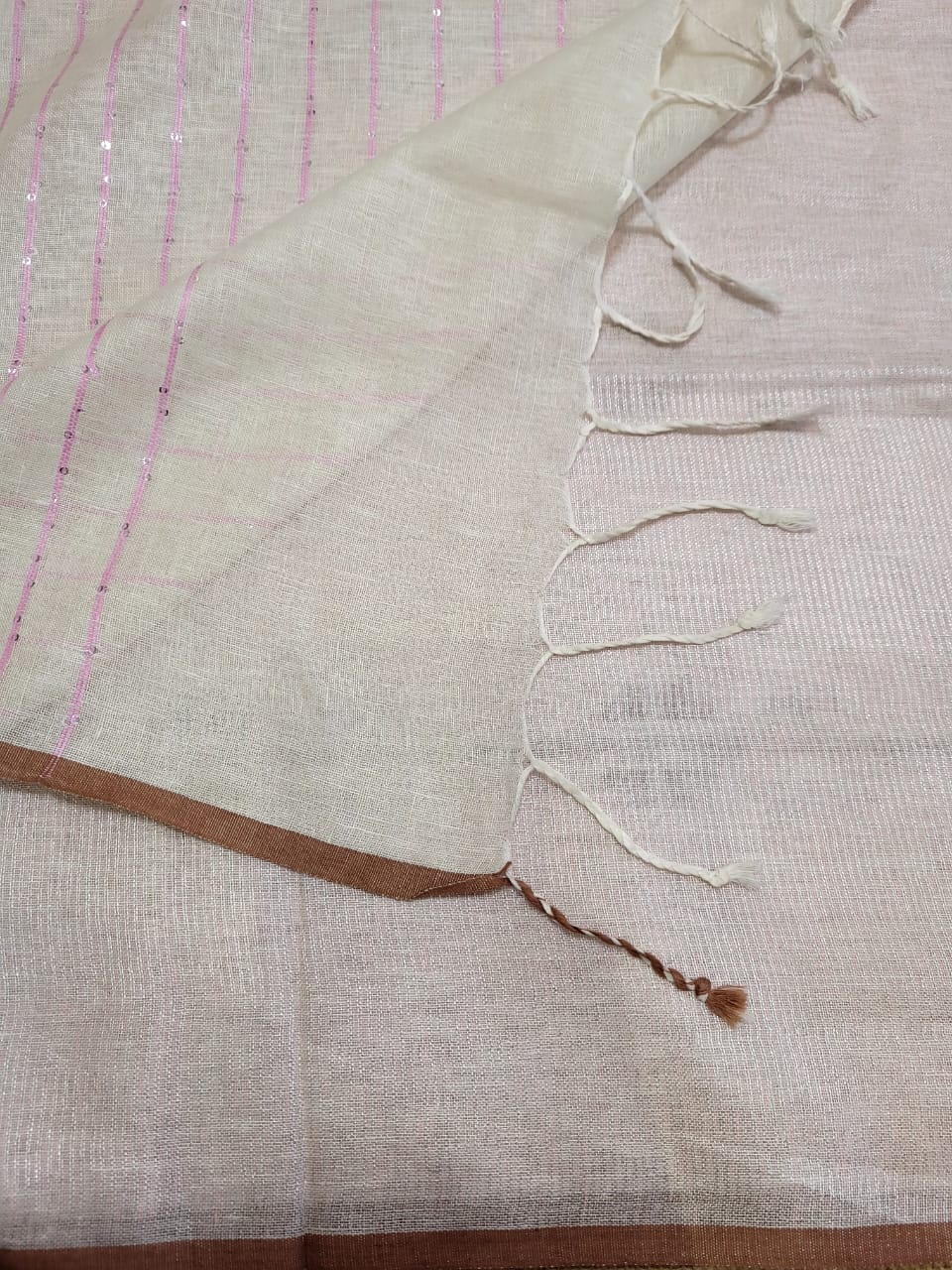 Pink Mayuri Linen Saree