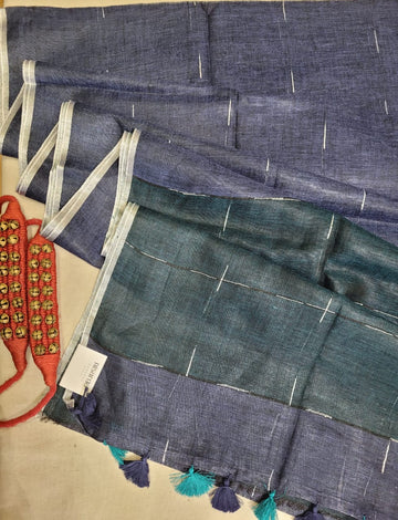 Navy Mayuri Linen Saree