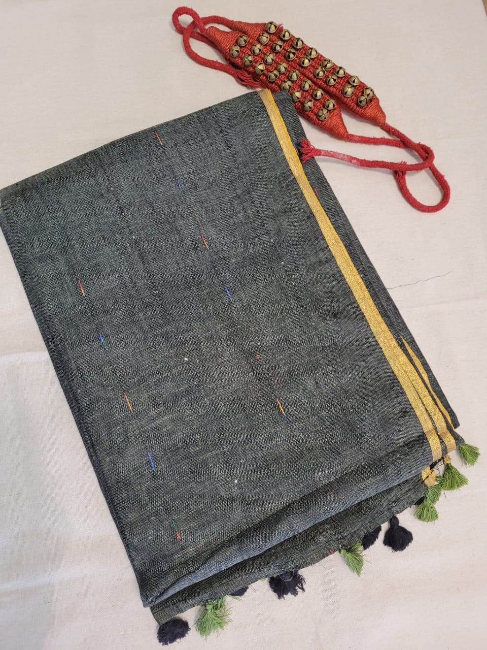 Gray Mayuri Linen Saree
