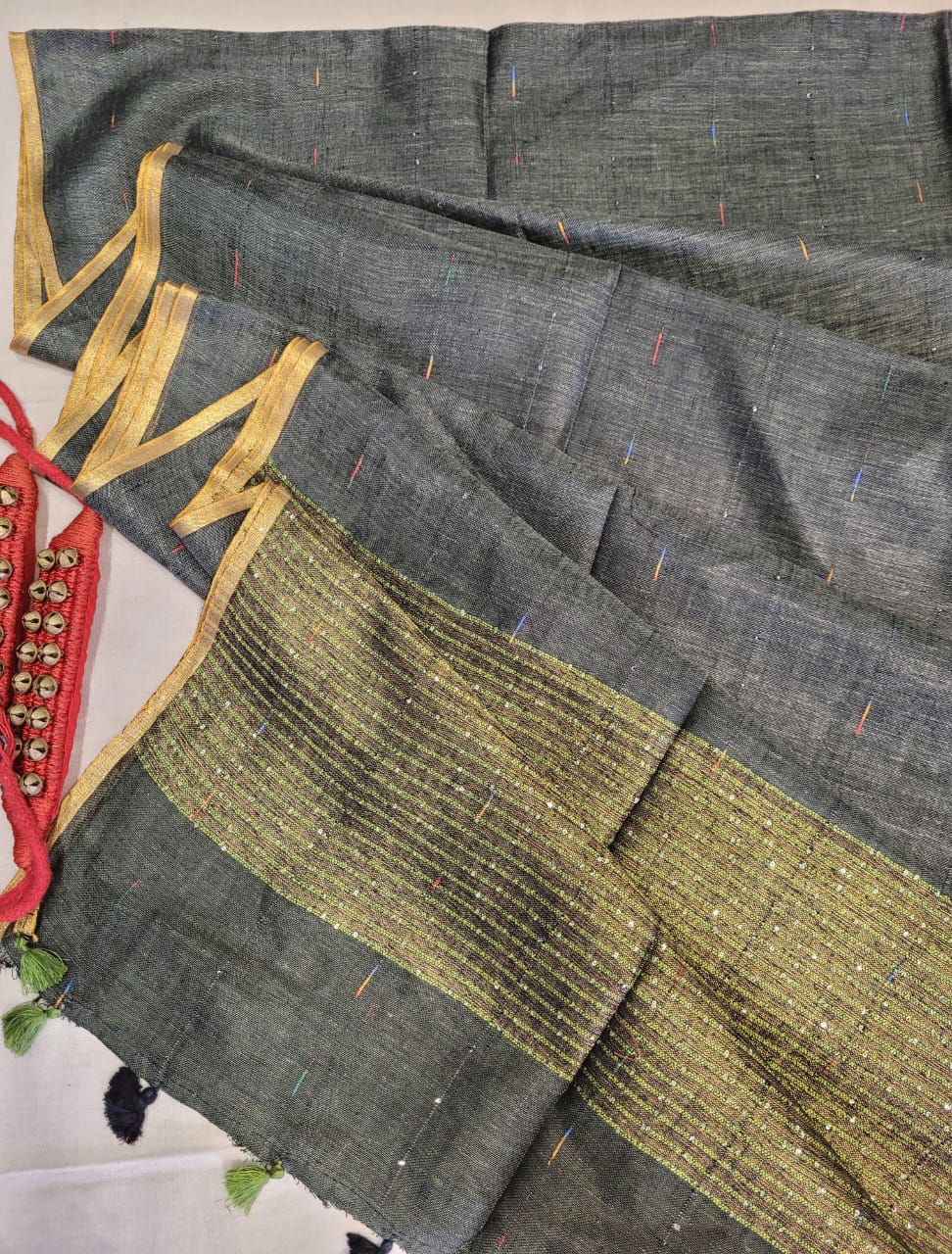 Gray Mayuri Linen Saree