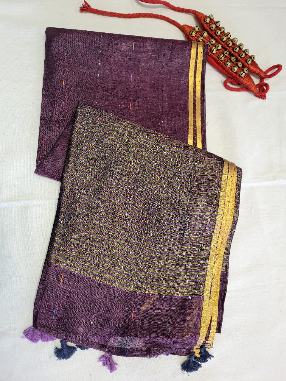 Magenta Mayuri Linen Saree