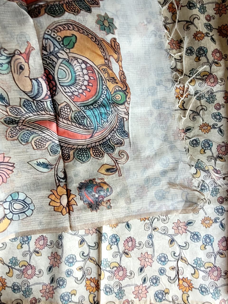 White 2_1 Semi Tussar Applique Saree ST001