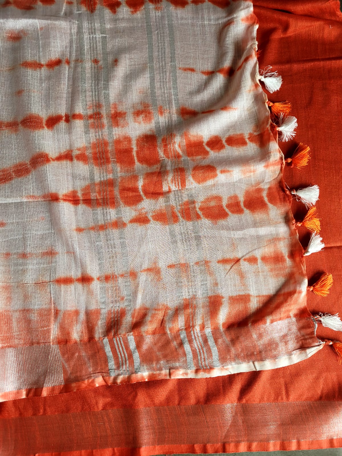 Orange Shibori saree