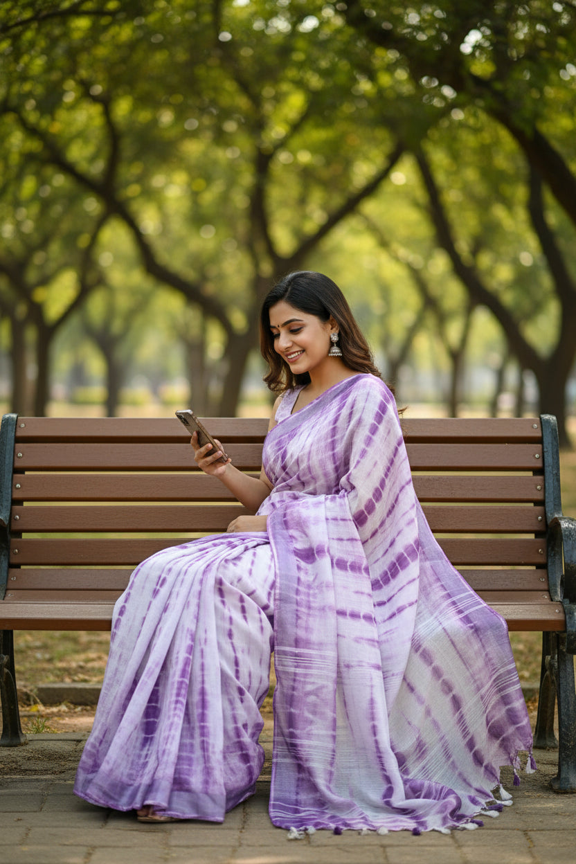 Purple Shibori saree