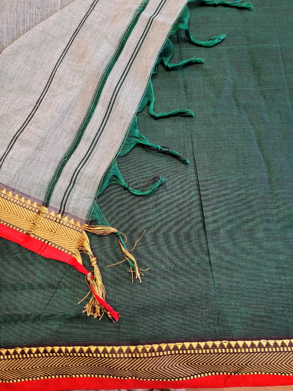 Green Narayanpet Cotton Saree
