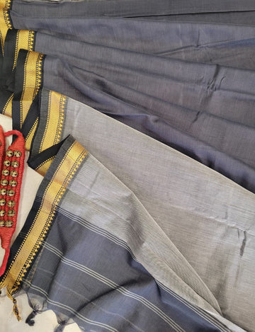 Gray Narayanpet Cotton Saree