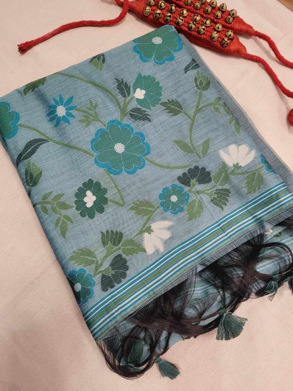 Teal2 Isha3 Cotton saree